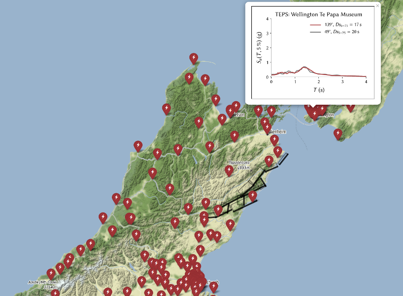 2016 Kaikoura earthquake ground motion map